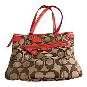 Coach Signature Emma Tote in Tan and Orange